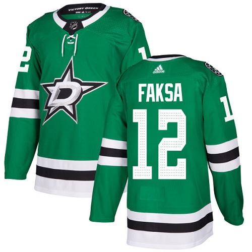 Adidas Men Dallas Stars #12 Radek Faksa Green Home Authentic Stitched NHL Jersey->dallas stars->NHL Jersey